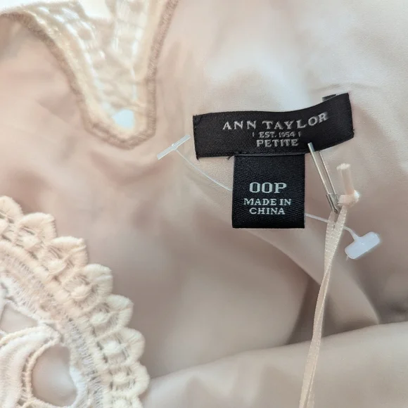 NWT Ann Taylor Sleeveless Lace Overlay Dress Cream Beige Lined Size 00P - Picture 8 of 14